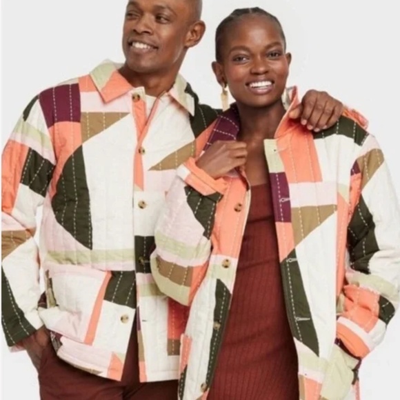 gee’s bend Jackets & Blazers - Gee's Bend x Target Black History Month Quilted Jacket Cream/Orange XS